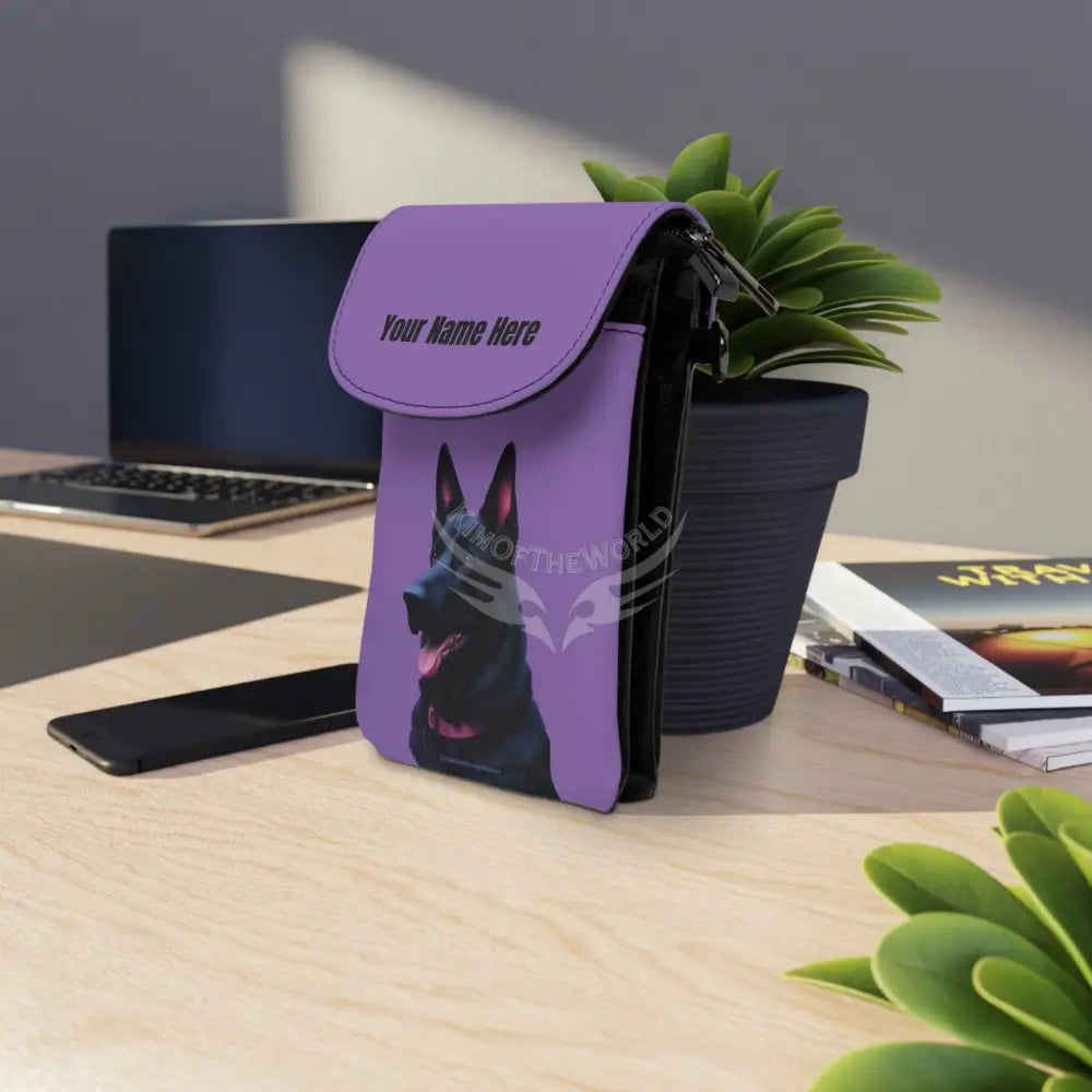 Personalized or Not Black German Shepherd Cell Phone Wallet — Small Crossbody Phone Purse 7.5’’ × 4.9’’ × 1’’ Bags