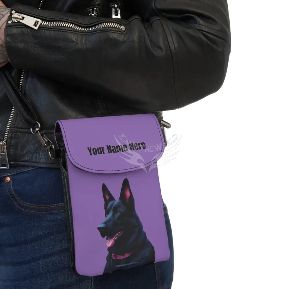 Personalized or Not Black German Shepherd Cell Phone Wallet — Small Crossbody Phone Purse 7.5’’ × 4.9’’ × 1’’ Bags
