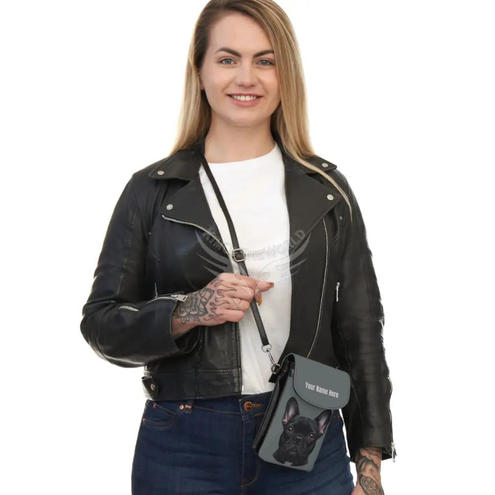 Personalized or Not Frenchie French Bulldog Cell Phone Wallet — Small Crossbody Phone Purse 7.5’’ × 4.9’’ × 1’’ Bags