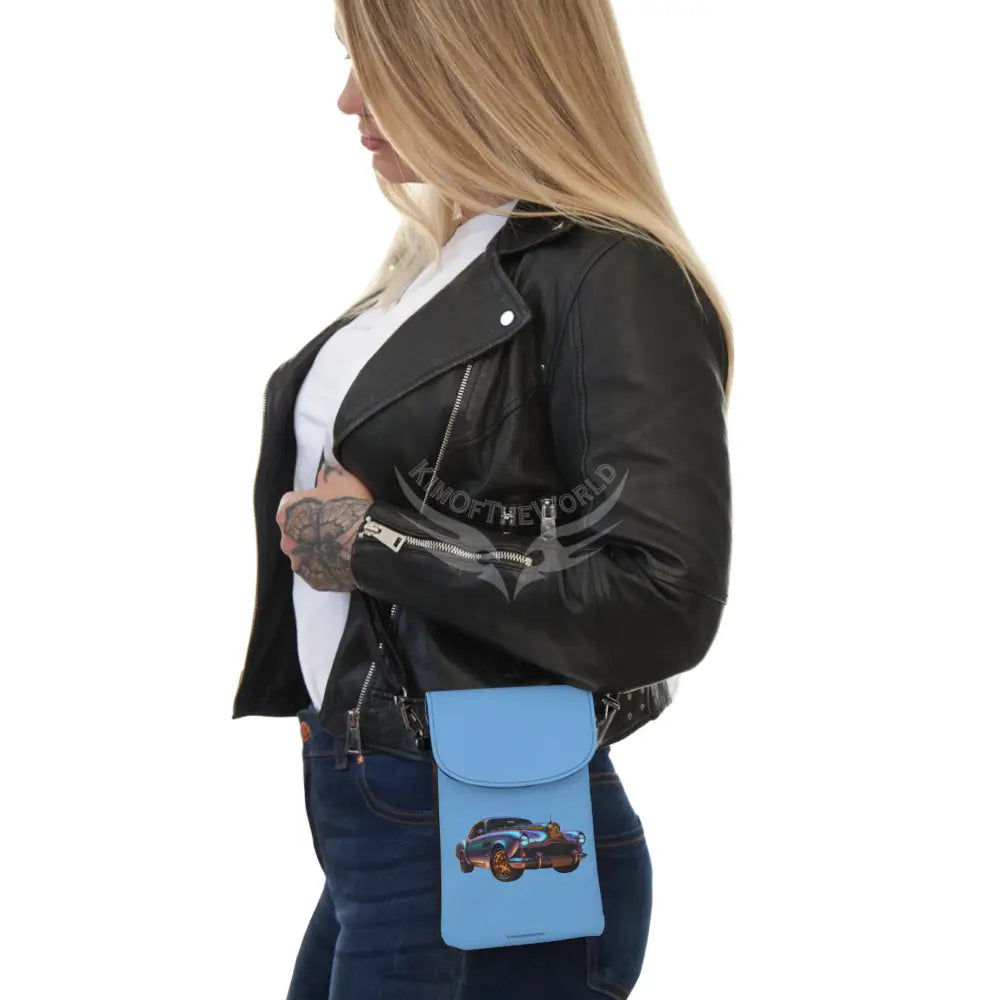 Personalized or Not Iridescent Rolls Karman Ghia Mashup Cell Phone Wallet — Small Crossbody Phone Purse 7.5’’ × 4.9’’ ×