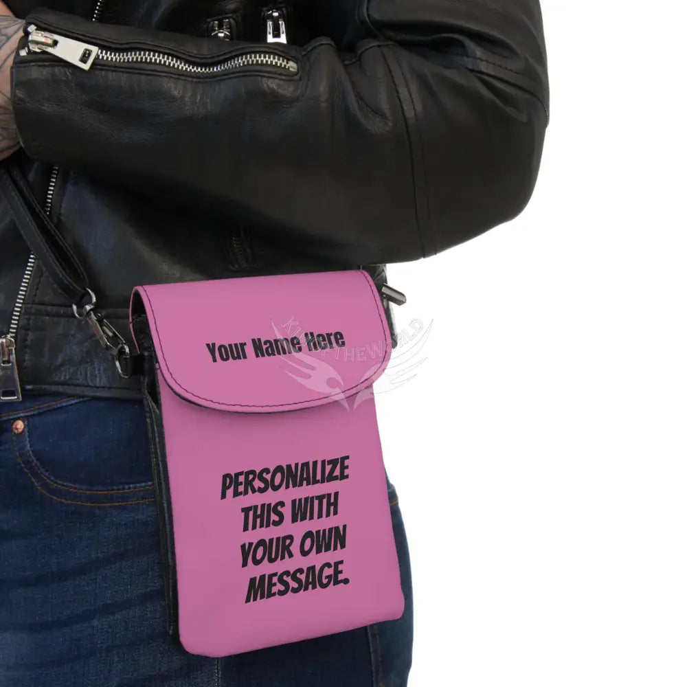 Personalized or Not - Leather Pink Cell Phone Purse Wallet — Small Crossbody Phone Purse 7.5’’ × 4.9’’ × 1’’ Bags