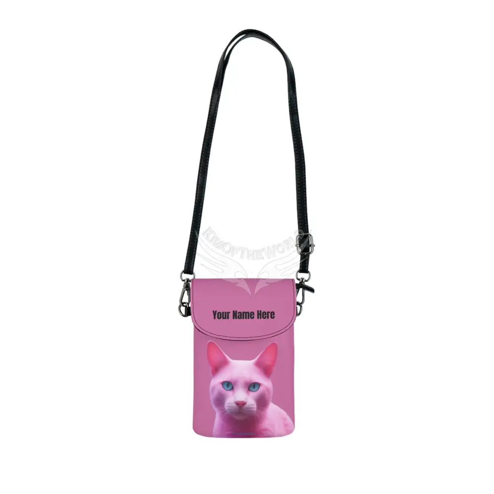 Personalized or Not Pink Kitty Cat Cell Phone Wallet — Small Crossbody Phone Purse 7.5’’ × 4.9’’ × 1’’ Bags