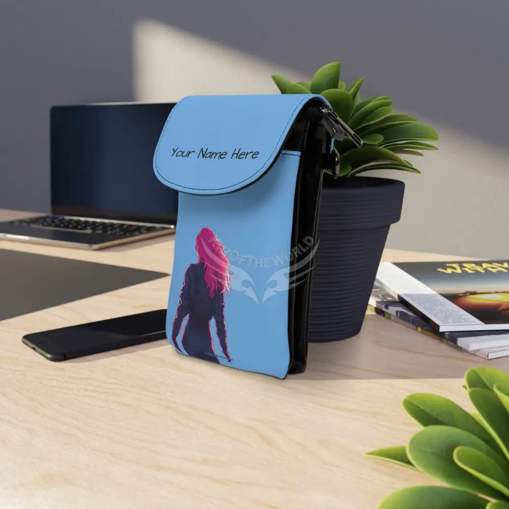 Personalized or Not Walking Her Own Path Girl Cell Phone Wallet — Small Crossbody Phone Purse 7.5’’ × 4.9’’ × 1’’ Bags
