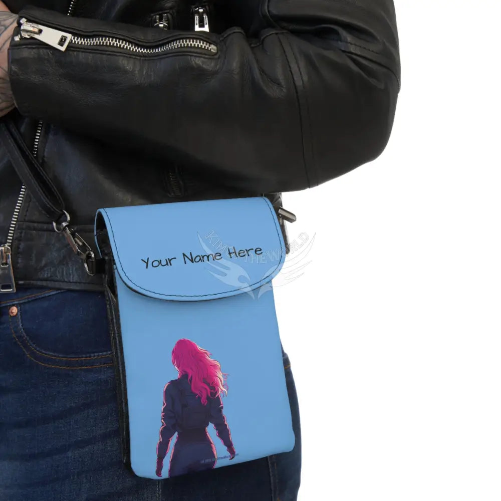 Personalized or Not Walking Her Own Path Girl Cell Phone Wallet — Small Crossbody Phone Purse 7.5’’ × 4.9’’ × 1’’ Bags