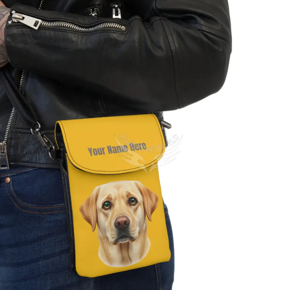 Personalized or Not Yellow Lab Labrador Retriever Dog Cell Phone Wallet — Small Crossbody Phone Purse 7.5’’ × 4.9’’ ×