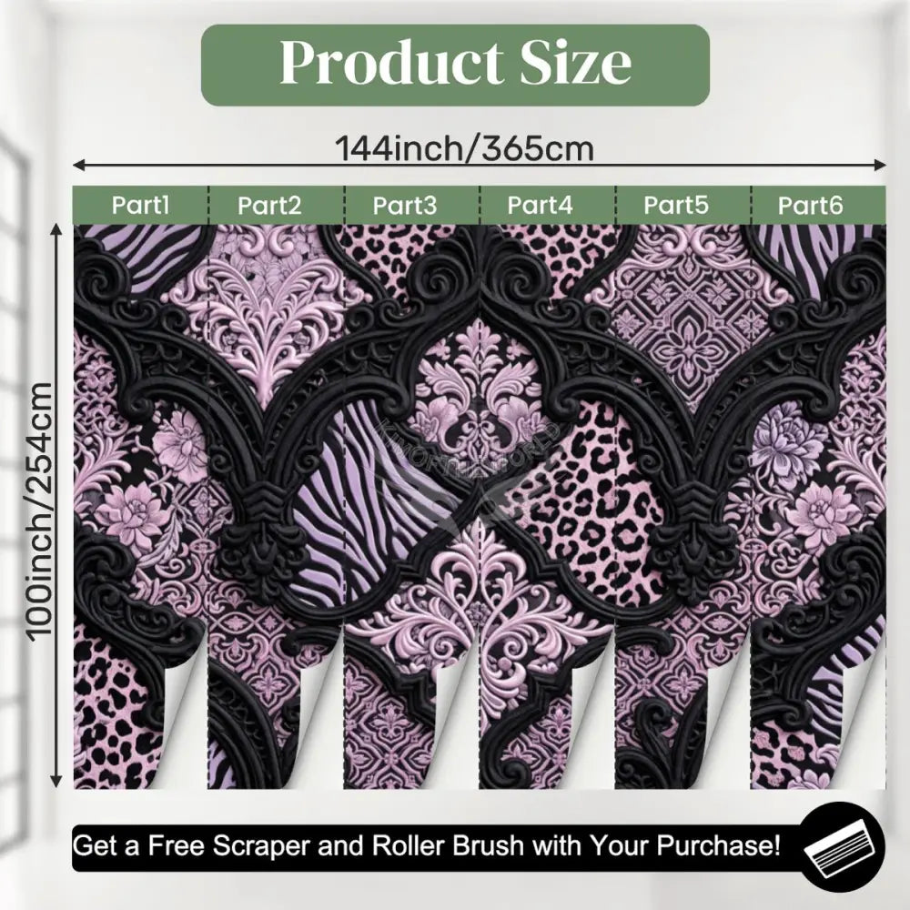 Pink and Black 3D Multiprint Unpasted Mural Wallpaper 144’’x100’’ - 144’’x100’’ - Wall Coverings