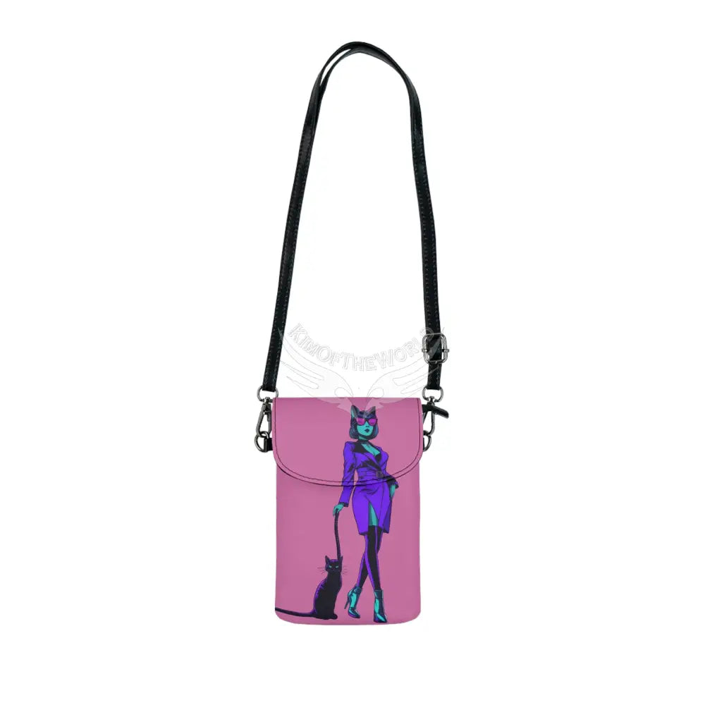 Pink Cat Lady Cell Phone Purse Wallet — Small Crossbody Phone Purse 7.5’’ × 4.9’’ × 1’’ Bags