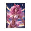 Pink Cat Lady Cosplay Girl Rolled Posters — Sexy Seductive Wall Art - AI Girlfriend 18″ x 24″ (Vertical) / Semi Glossy