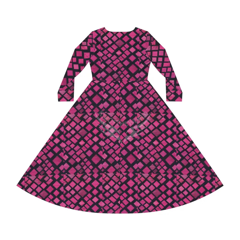 Pink Diamonds Wallpaper Print Dress – Women’s Long Sleeve AOP L All Over Prints