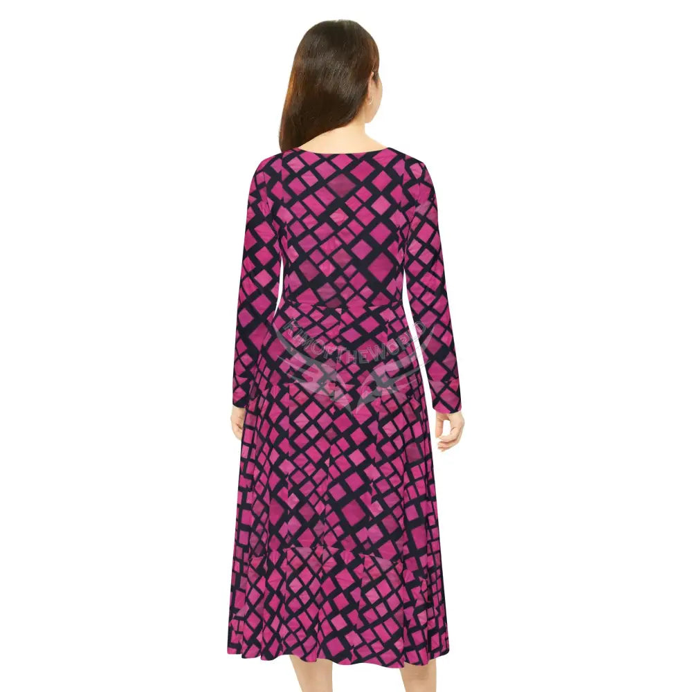 Pink Diamonds Wallpaper Print Dress – Women’s Long Sleeve AOP L All Over Prints