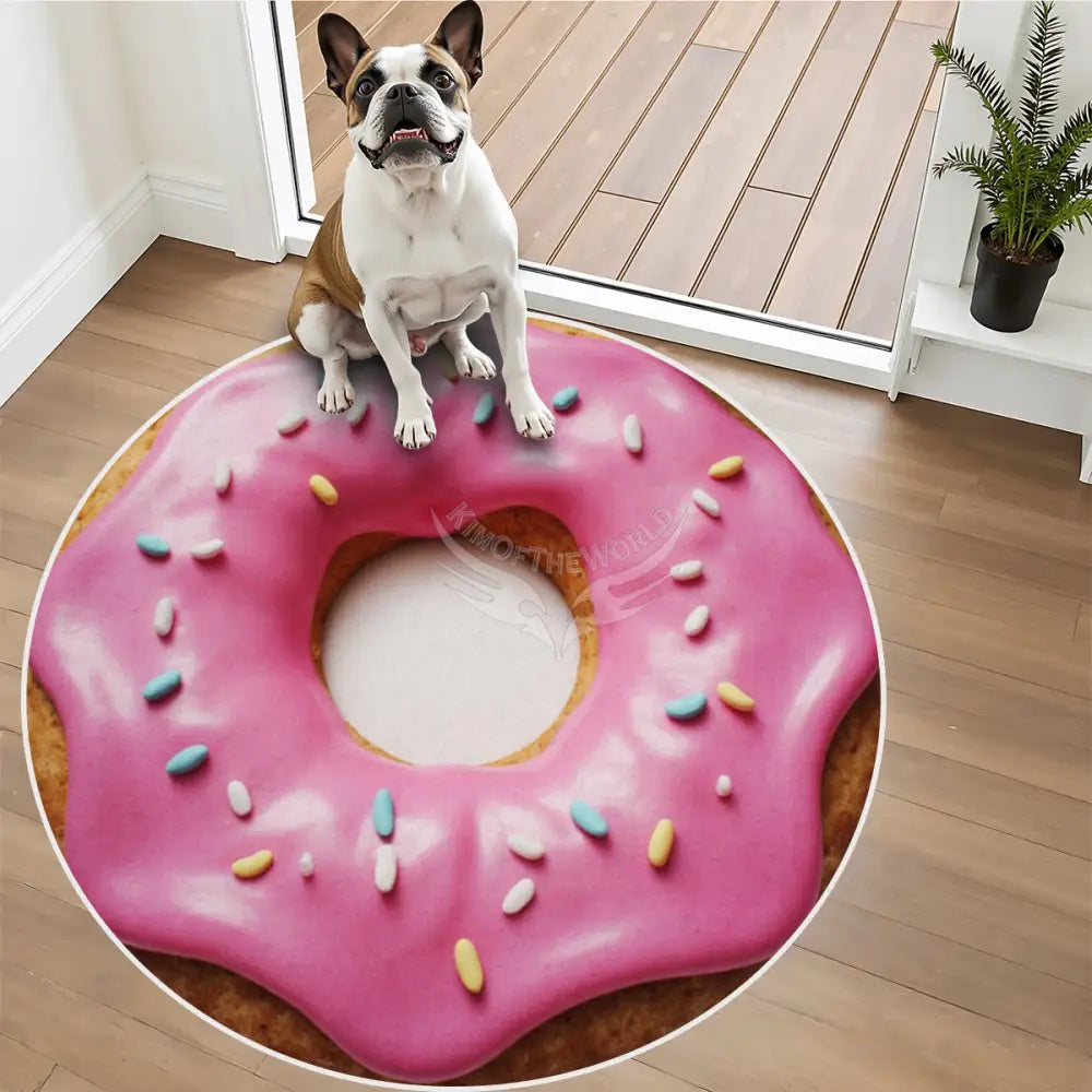 Pink Frosting 3D Soft Round Area Rug with White Border - Rugs & Mats