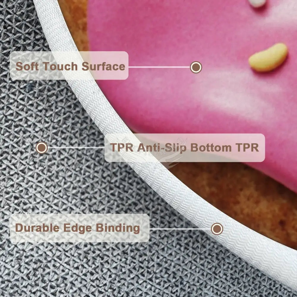 Pink Frosting 3D Soft Round Area Rug with White Border - Rugs & Mats