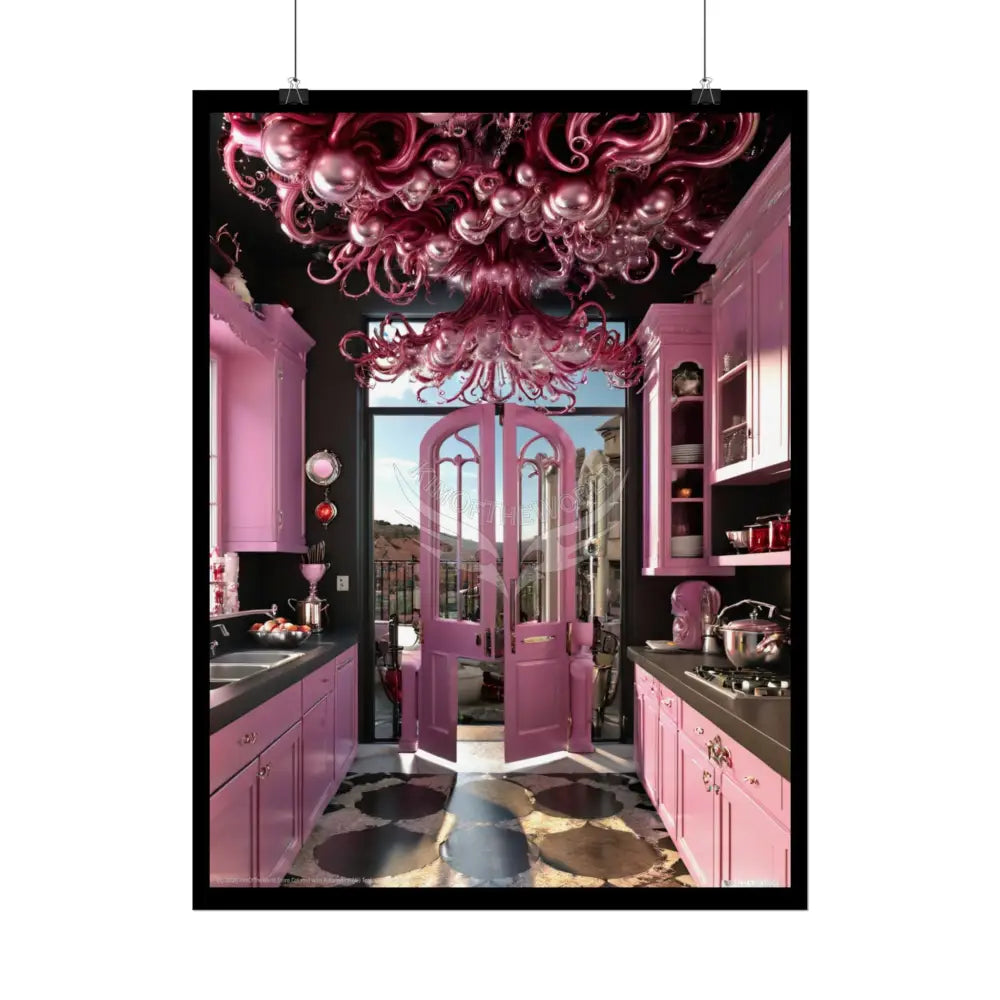 Pink Funky Cherry-Blossom Kitchen Interior Portal Poster Poster