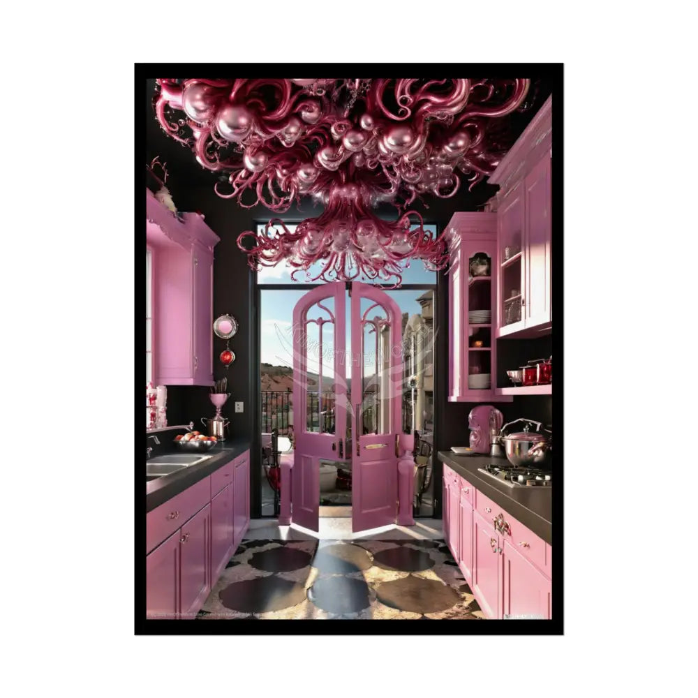 Pink Funky Cherry-Blossom Kitchen Interior Portal Poster 18″ x 24″ (Vertical) / Semi Glossy Poster