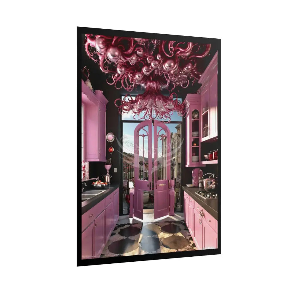 Pink Funky Cherry-Blossom Kitchen Interior Portal Poster Poster