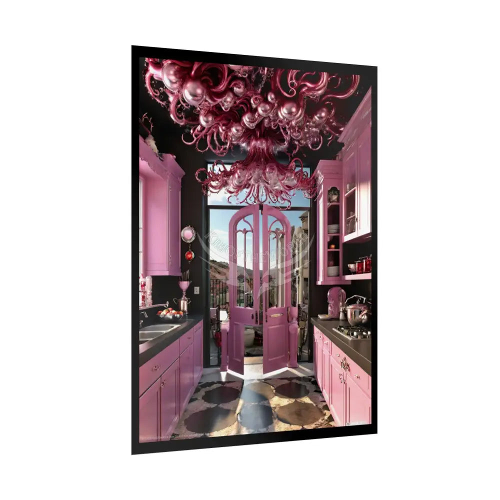Pink Funky Cherry-Blossom Kitchen Interior Portal Poster Poster