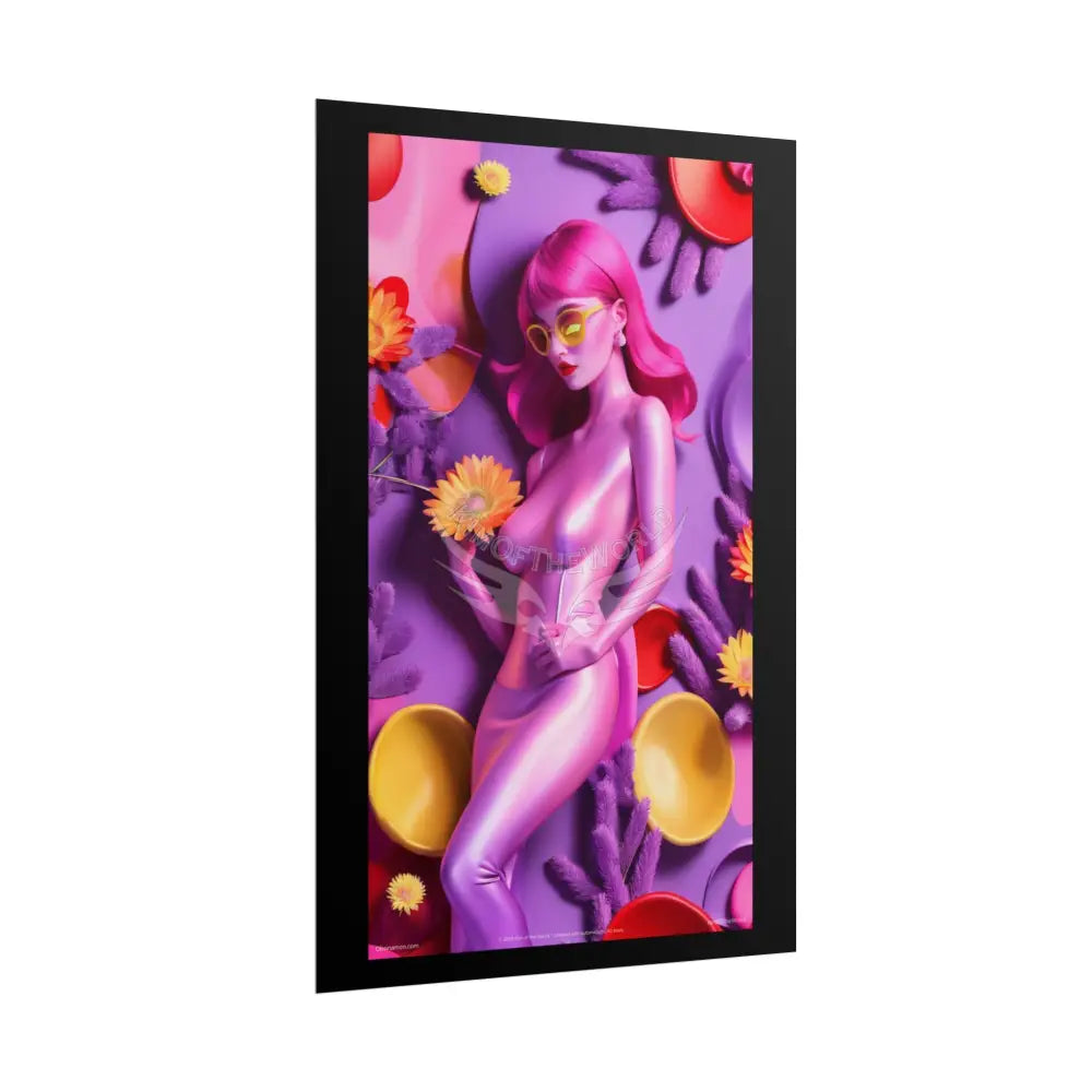 Pink Funky Fashion Poster Set featuring Iridescent Pink & Orange Satin Lady Model Goth Girl Goddess Queen Surreal --