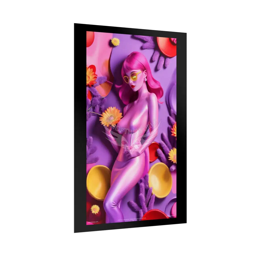 Pink Funky Fashion Poster Set featuring Iridescent Pink & Orange Satin Lady Model Goth Girl Goddess Queen Surreal --