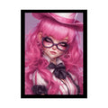 ’Pink Ladies’ Anime Cartoon Character Colorful Cat Lady Cosplay Portrait — Playful Art Print Pushing Pink Hair Poster