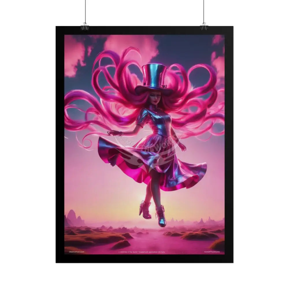 ’Pink Ladies’ Artistic Empowerment Magic Spiritual Levitating Queen Woman Small Girl - Women’s Movement Art Poster