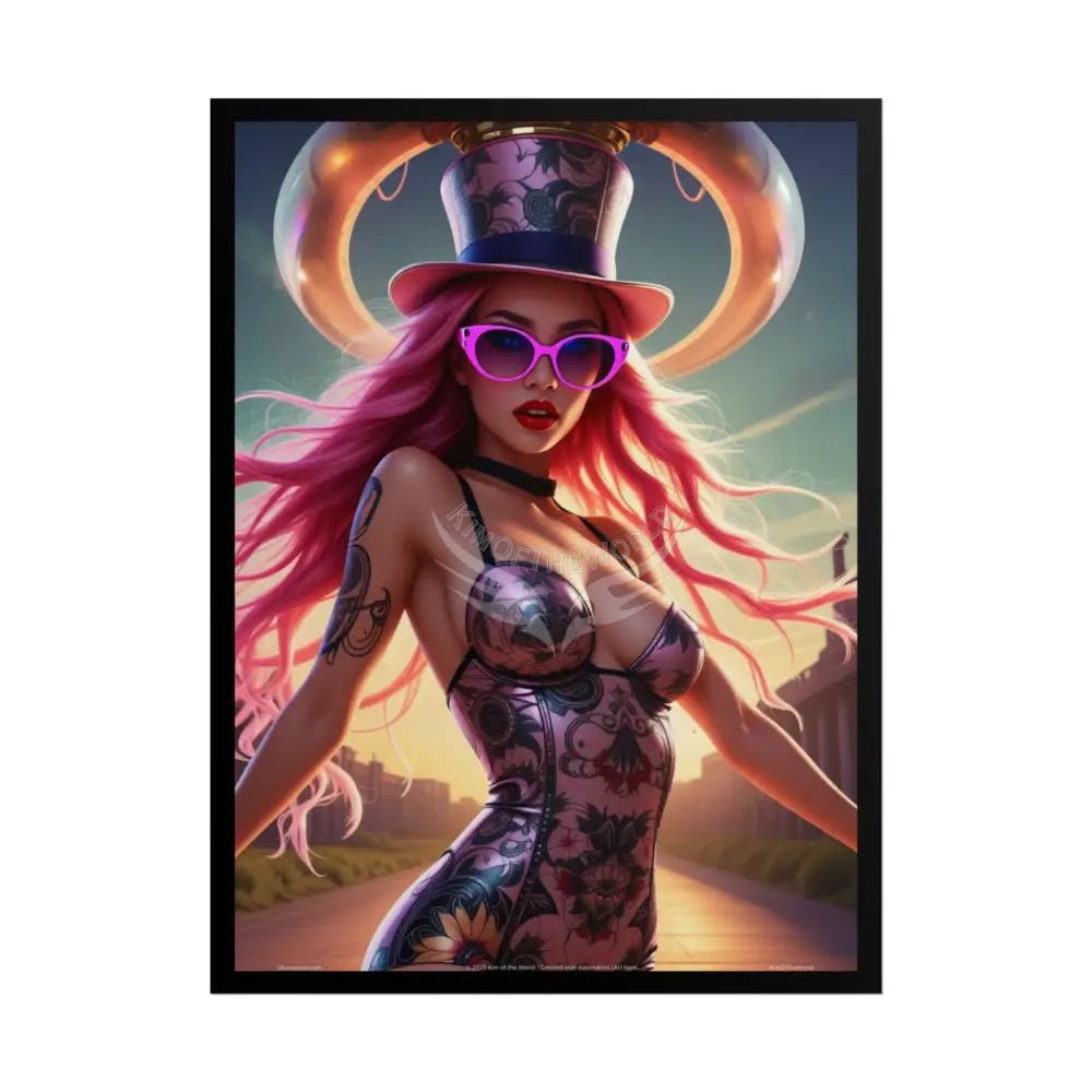 ’Pink Ladies’ Artistic Empowerment Magic Tattoo Woman Giantess Girl - Women’s Movement Art Poster Print 18″ x 24″