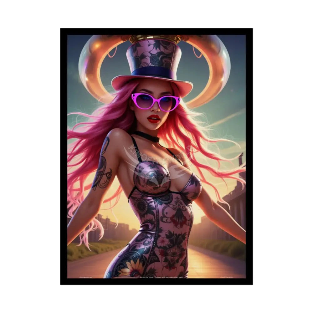 ’Pink Ladies’ Artistic Empowerment Magic Tattoo Woman Giantess Girl - Women’s Movement Art Poster Print 18″ x 24″