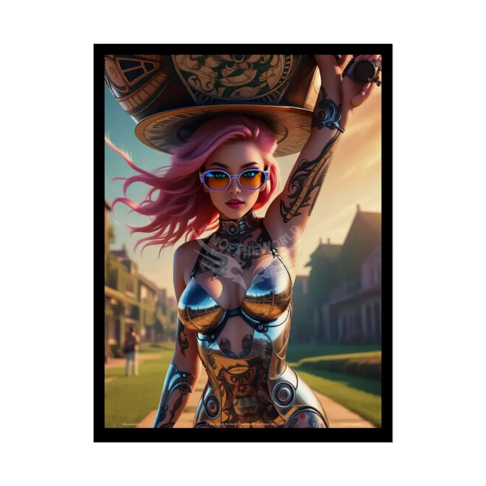 ’Pink Ladies’ Artistic Empowerment Magic Tattoo Woman Giantess Girl - Women’s Movement Art Poster Print 18″ x 24″