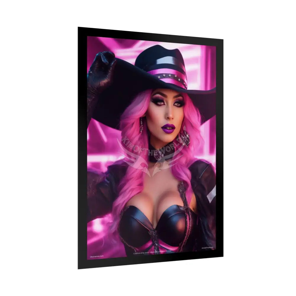 ’Pink Ladies’ Sexy Fashion Character Lady Cosplay Portrait — Playful Art Print Pushing Pink Hair Poster Set Pieces