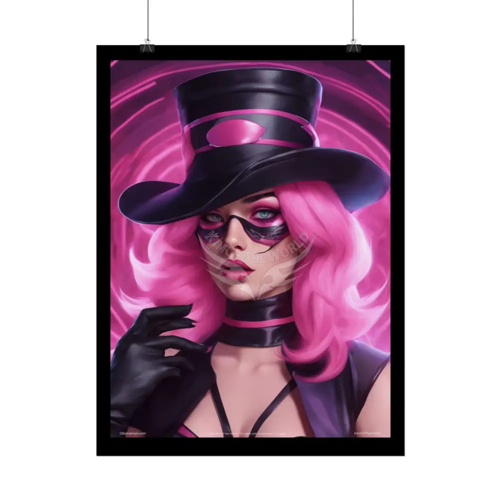 ’Pink Ladies’ Sexy Fashion Character Lady Cosplay Portrait — Playful Art Print Pushing Pink Hair Poster Set Pieces