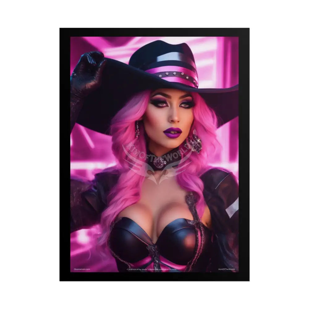 ’Pink Ladies’ Sexy Fashion Character Lady Cosplay Portrait — Playful Art Print Pushing Pink Hair Poster Set Pieces 18″