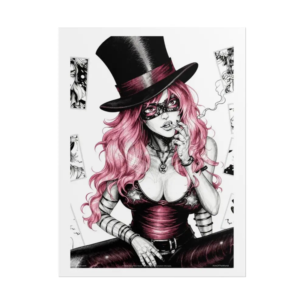 ’Pink Ladies’ Sexy Fashion Character Lady Cosplay Portrait — Playful Art Print Pushing Pink Hair Poster Set Pieces 18″