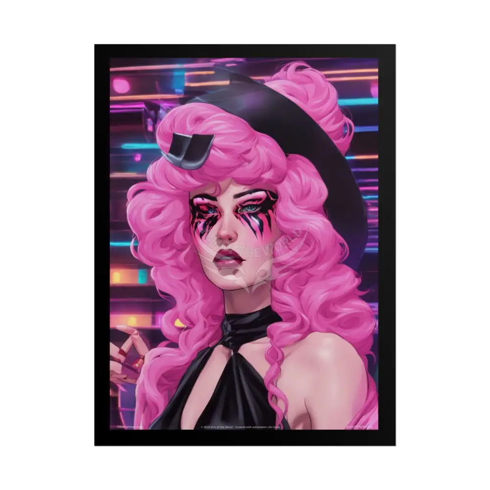 ’Pink Ladies’ Sexy Fashion Character Lady Cosplay Portrait — Playful Art Print Pushing Pink Hair Poster Set Pieces 18″