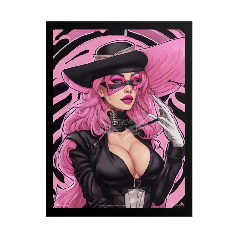 ’Pink Ladies’ Sexy Fashion Character Lady Cosplay Portrait — Playful Art Print Pushing Pink Hair Poster Set Pieces 18″