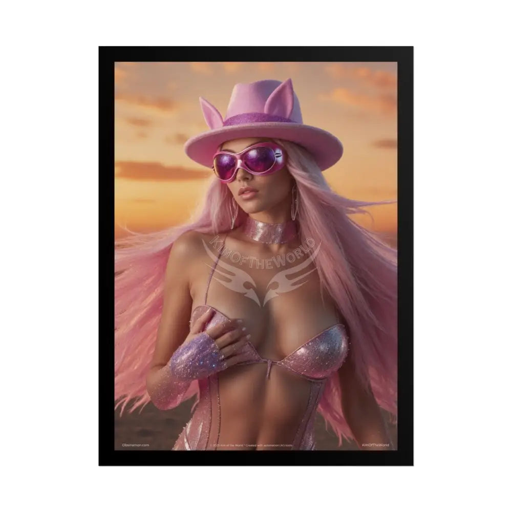 ’Pink Ladies’ Sexy Fashion Character Lady Cosplay Portrait — Playful Art Print Pushing Pink Hair Poster Set Pieces 18″