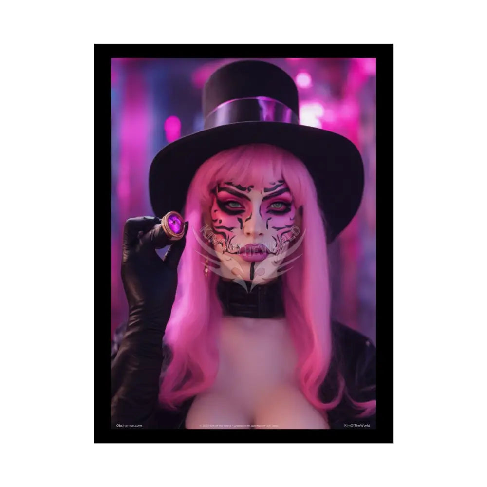 ’Pink Ladies’ Sexy Fashion Character Lady Cosplay Portrait — Playful Art Print Pushing Pink Hair Poster Set Pieces 18″