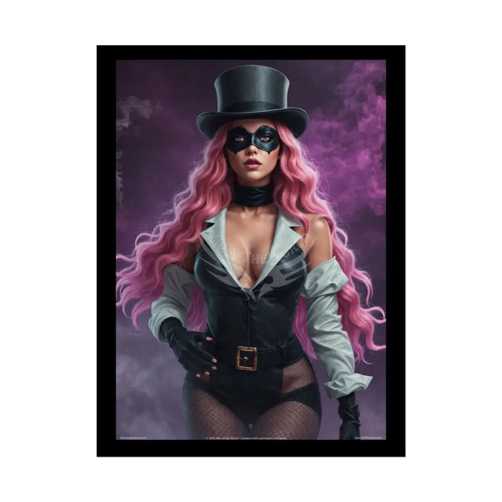 ’Pink Ladies’ Sexy Fashion Character Lady Cosplay Portrait — Playful Art Print Pushing Pink Hair Poster Set Pieces 18″