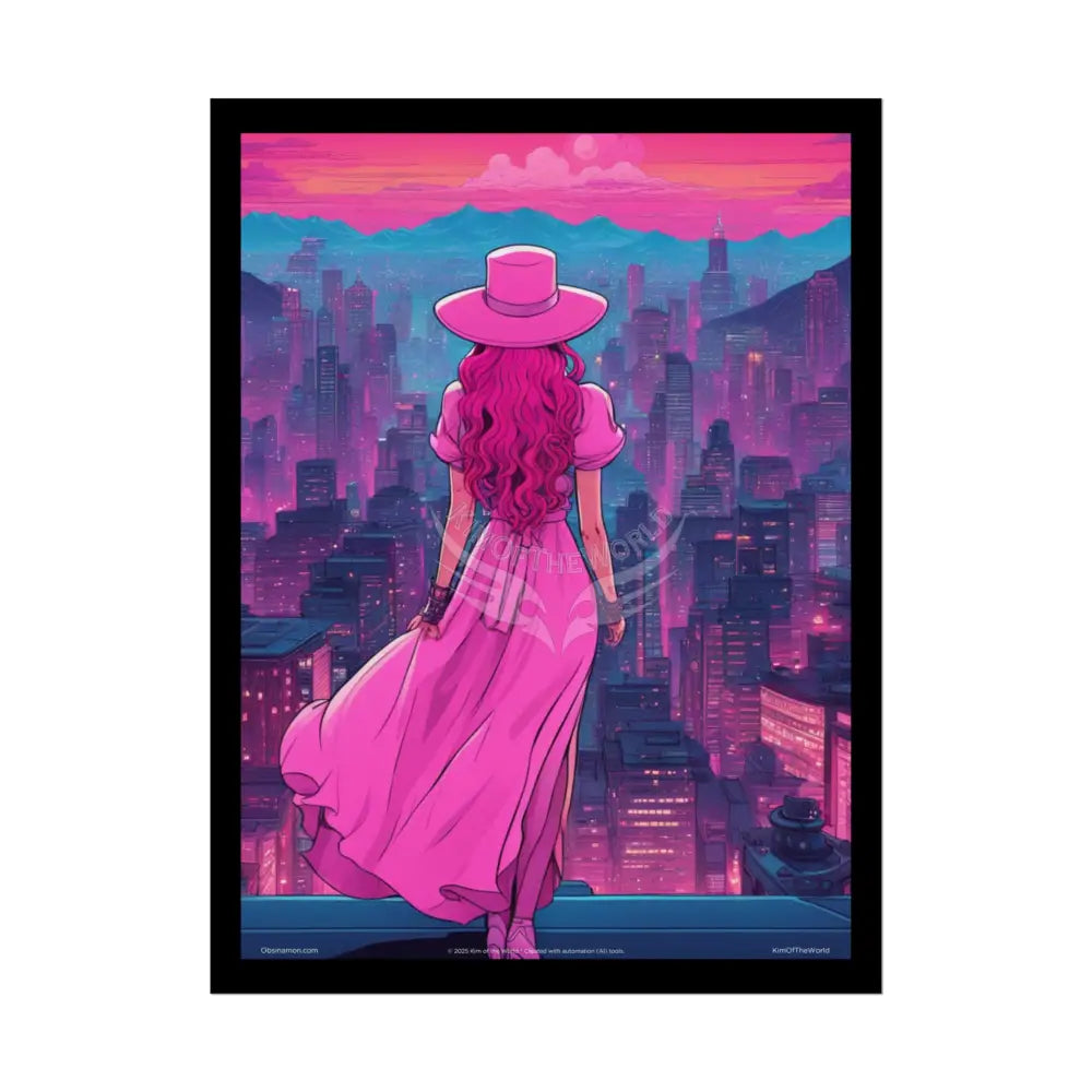 ’Pink Ladies’ Sexy Fashion Character Lady Cosplay Portrait — Playful Art Print Pushing Pink Hair Poster Set Pieces 18″