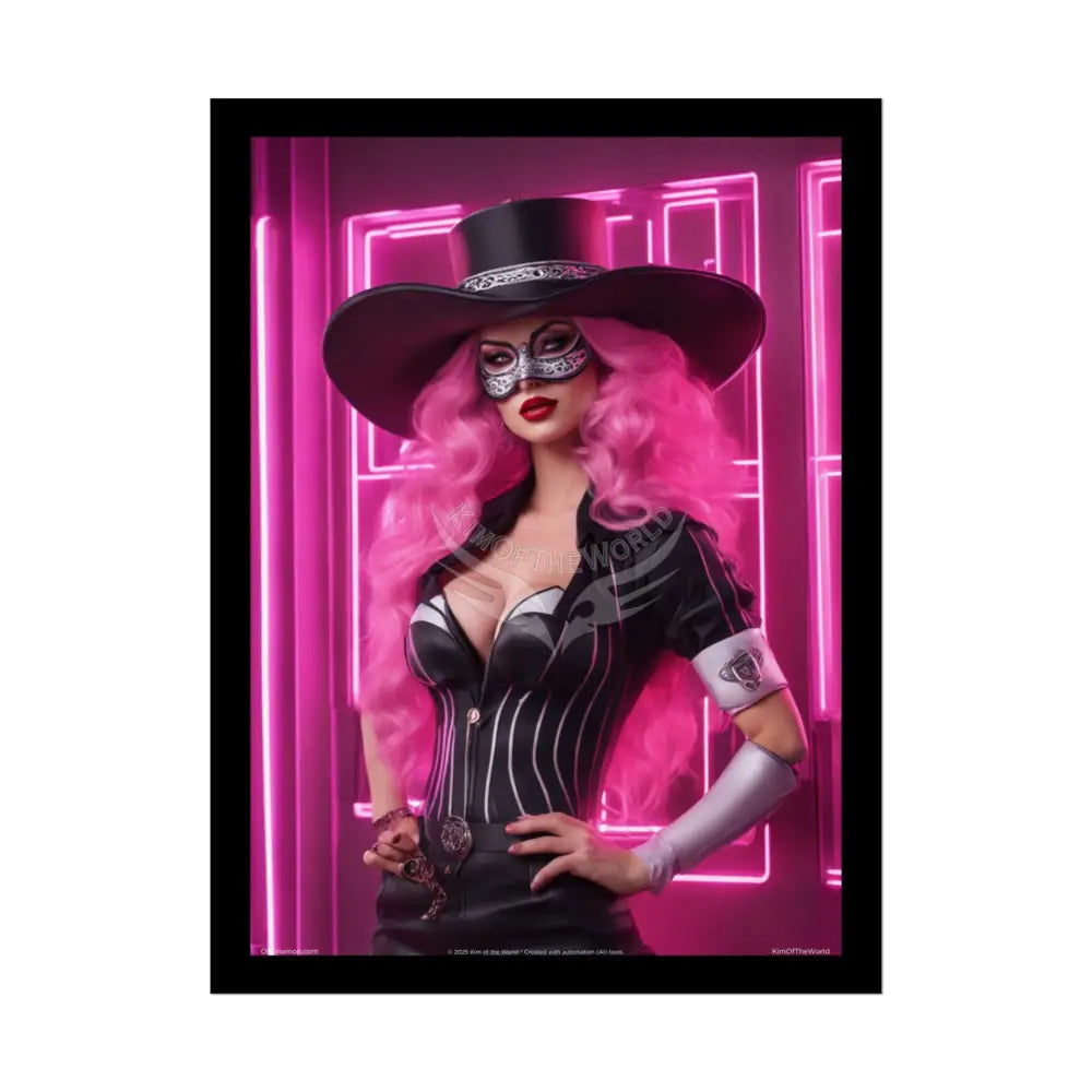 ’Pink Ladies’ Sexy Fashion Character Lady Cosplay Portrait — Playful Art Print Pushing Pink Hair Poster Set Pieces 18″