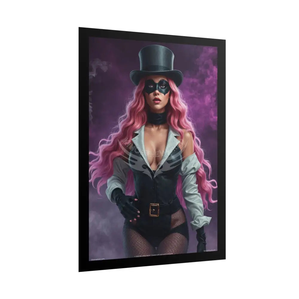 ’Pink Ladies’ Sexy Fashion Character Lady Cosplay Portrait — Playful Art Print Pushing Pink Hair Poster Set Pieces