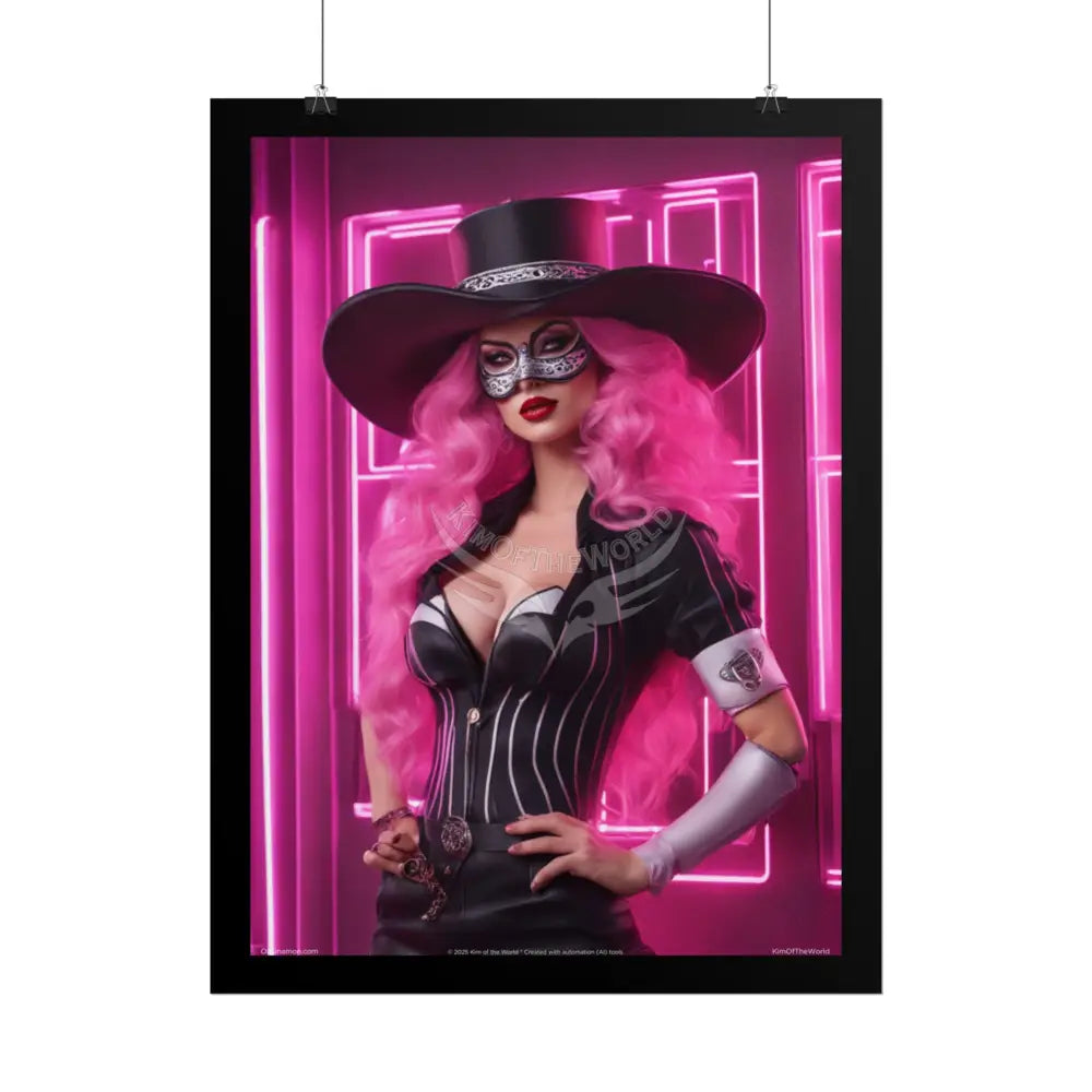 ’Pink Ladies’ Sexy Fashion Character Lady Cosplay Portrait — Playful Art Print Pushing Pink Hair Poster Set Pieces
