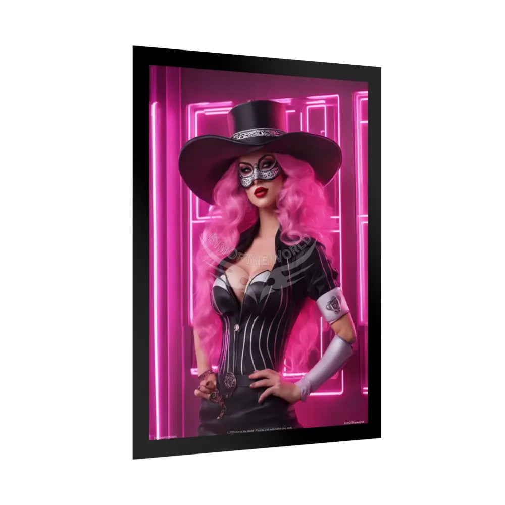 ’Pink Ladies’ Sexy Fashion Character Lady Cosplay Portrait — Playful Art Print Pushing Pink Hair Poster Set Pieces
