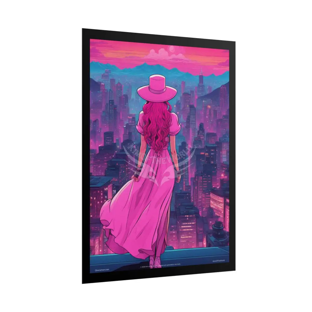 ’Pink Ladies’ Sexy Fashion Character Lady Cosplay Portrait — Playful Art Print Pushing Pink Hair Poster Set Pieces