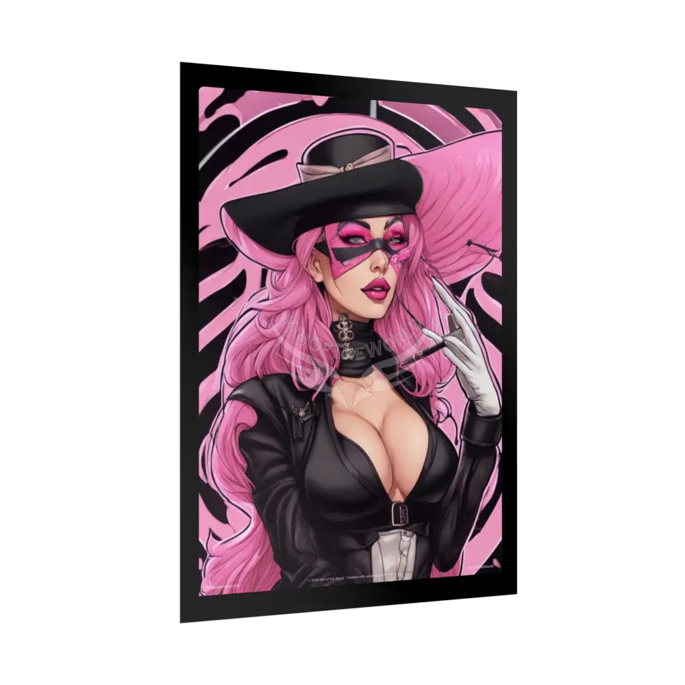 ’Pink Ladies’ Sexy Fashion Character Lady Cosplay Portrait — Playful Art Print Pushing Pink Hair Poster Set Pieces