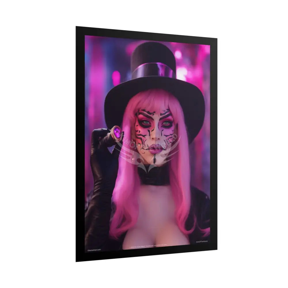 ’Pink Ladies’ Sexy Fashion Character Lady Cosplay Portrait — Playful Art Print Pushing Pink Hair Poster Set Pieces