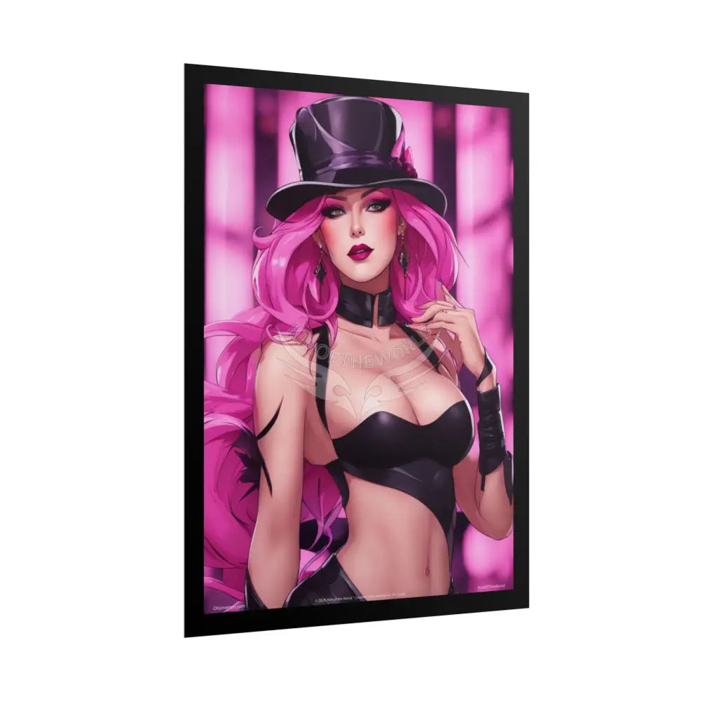 ’Pink Ladies’ Sexy Fashion Character Lady Cosplay Portrait — Playful Art Print Pushing Pink Hair Poster Set Pieces