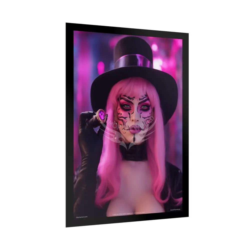 ’Pink Ladies’ Sexy Fashion Character Lady Cosplay Portrait — Playful Art Print Pushing Pink Hair Poster Set Pieces