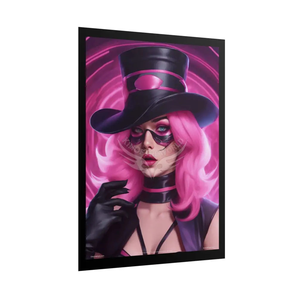 ’Pink Ladies’ Sexy Fashion Character Lady Cosplay Portrait — Playful Art Print Pushing Pink Hair Poster Set Pieces
