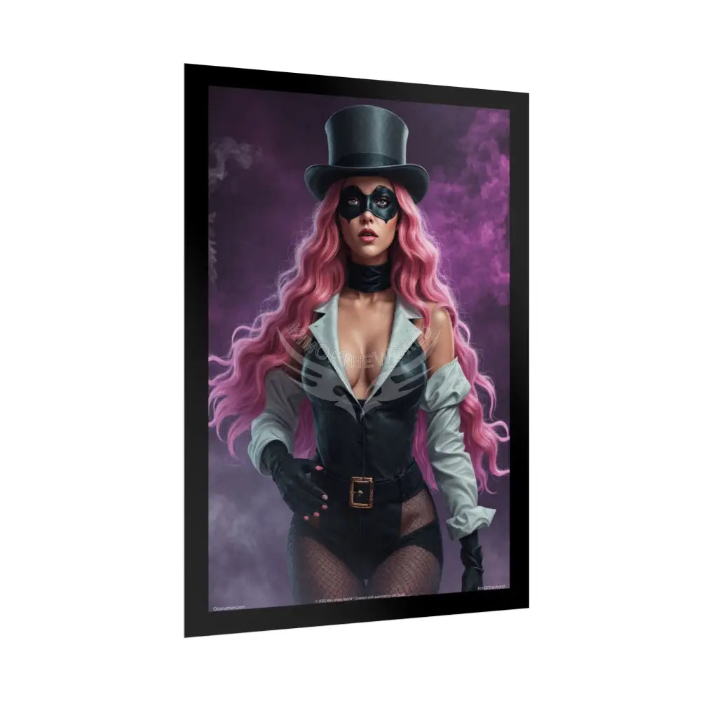 ’Pink Ladies’ Sexy Fashion Character Lady Cosplay Portrait — Playful Art Print Pushing Pink Hair Poster Set Pieces