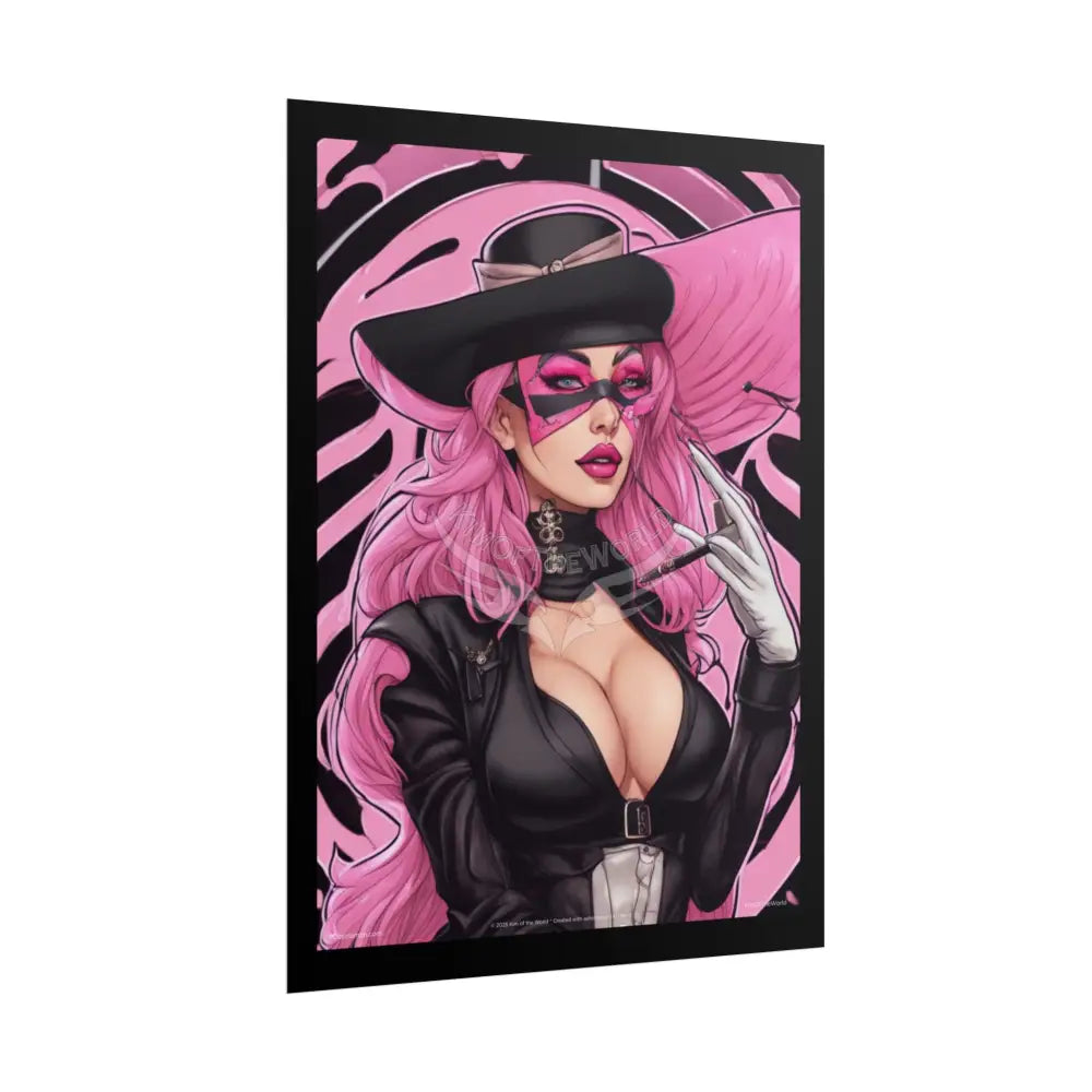 ’Pink Ladies’ Sexy Fashion Character Lady Cosplay Portrait — Playful Art Print Pushing Pink Hair Poster Set Pieces