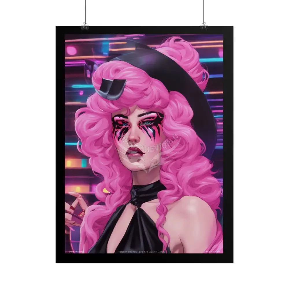 ’Pink Ladies’ Sexy Fashion Character Lady Cosplay Portrait — Playful Art Print Pushing Pink Hair Poster Set Pieces